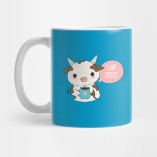 Cute Cow drinking Coffee T-Shirt Mug